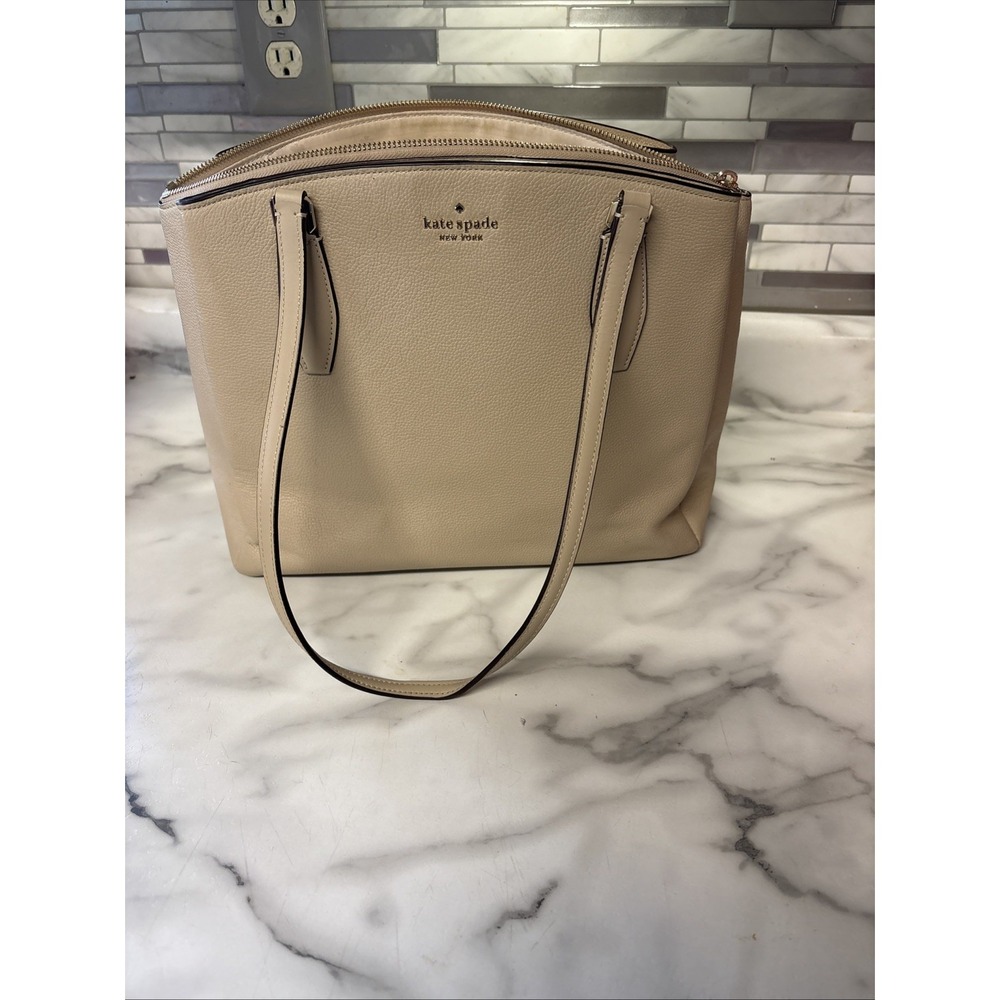 Kate Spade Monet Large Triple Compartment Shoulder Bag for Women - Beige